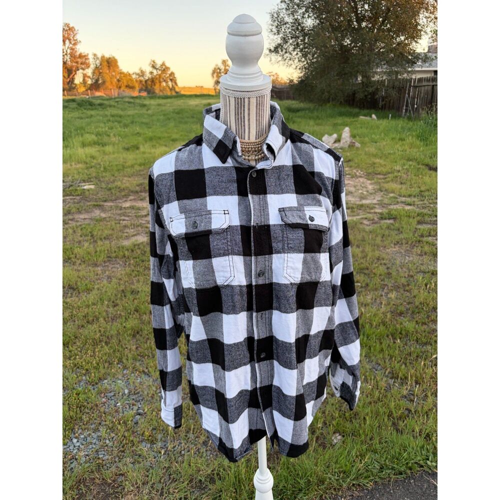 George Flannel Buffalo Check Long Sleeve Shirt Medium